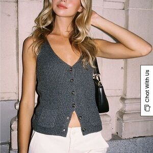 John Galt Gray Button-Up Knit Vest Top